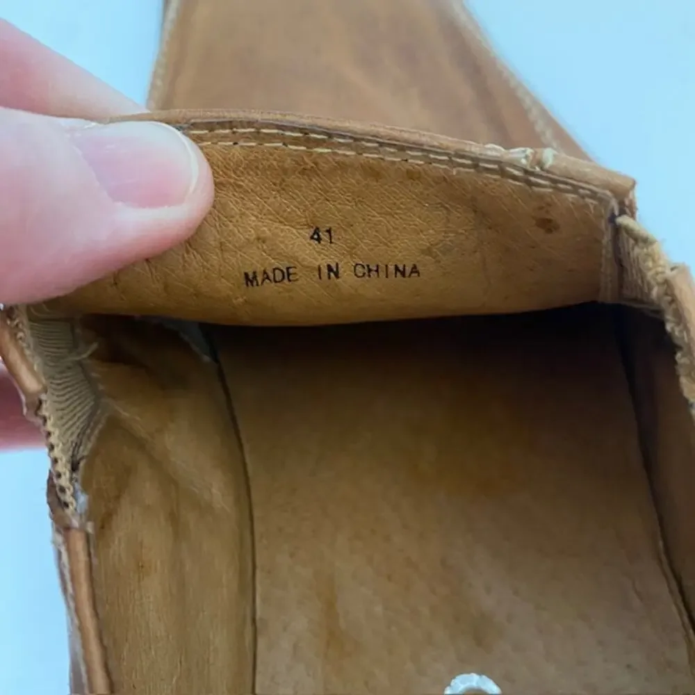 Aldo Loafers Cognac Brown Leather Slip-On Side Stretch Men's 41 (US 8)‎